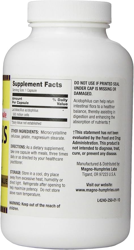 Optimum Acidophilus Lactobacilli Capsules 250 Count