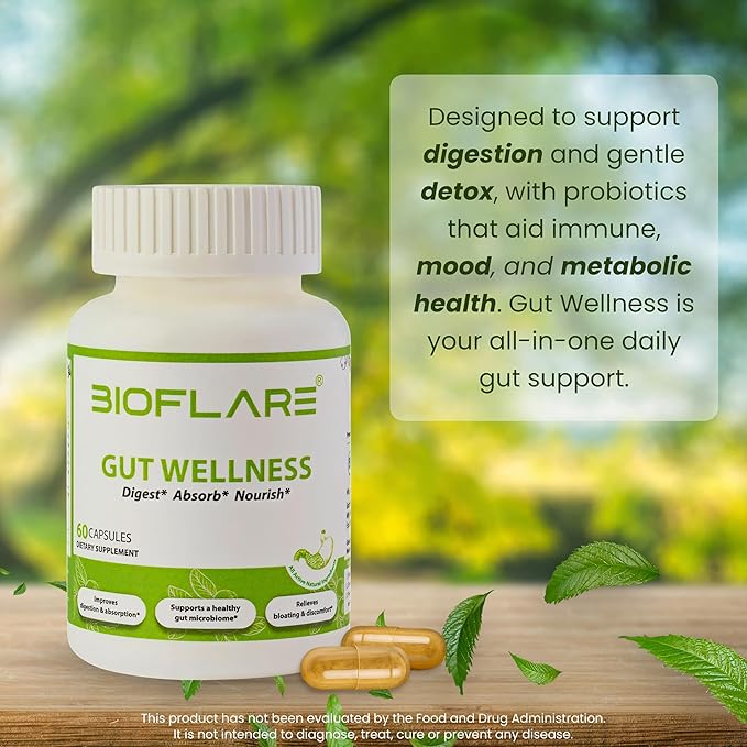 Gut Wellness Women’s Probiotics &amp Mens Probiotics for Gut Health High Potency Probiotic and Prebiotic for Women &amp Men with Digestive Enzymes 10 Billion CFU per 200MG 60 Vegan Capsules