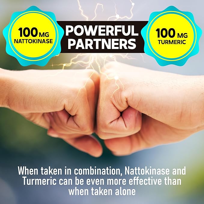 DEDICAD 4-in-1 Nattokinase 2000 Fu Turmeric Bromelain Serrapeptase - Spike Protein Detox - Body Balance Circulation Health &amp Immune System - 120 Capsules 4-Month Supply (Pack of 2)