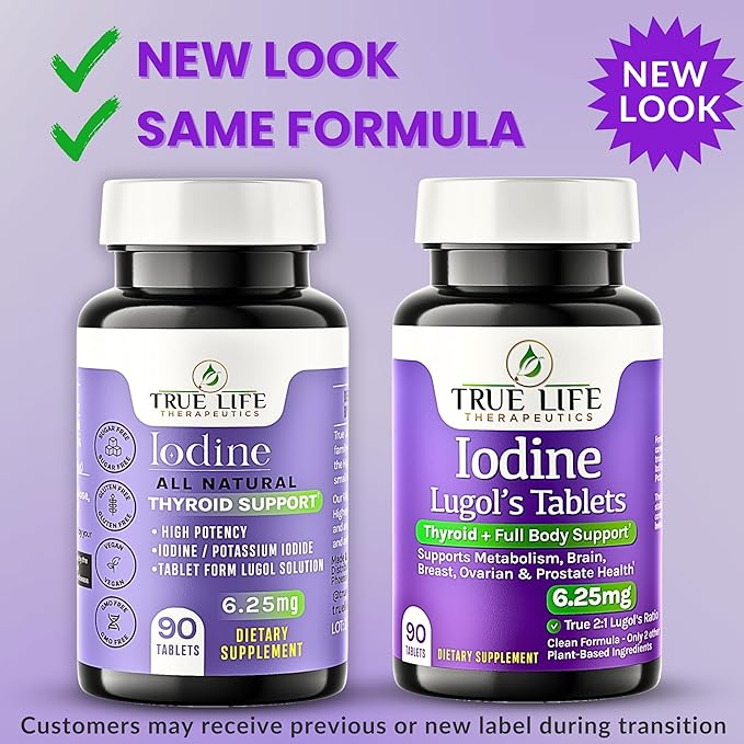 Lugol’s Iodine Tablets 6.25mg – Precise-Dose Thyroid &amp Energy Support – No Harsh Liquid Stable Potassium Iodide Supplement – 90 Ct Non-GMO No Preservatives