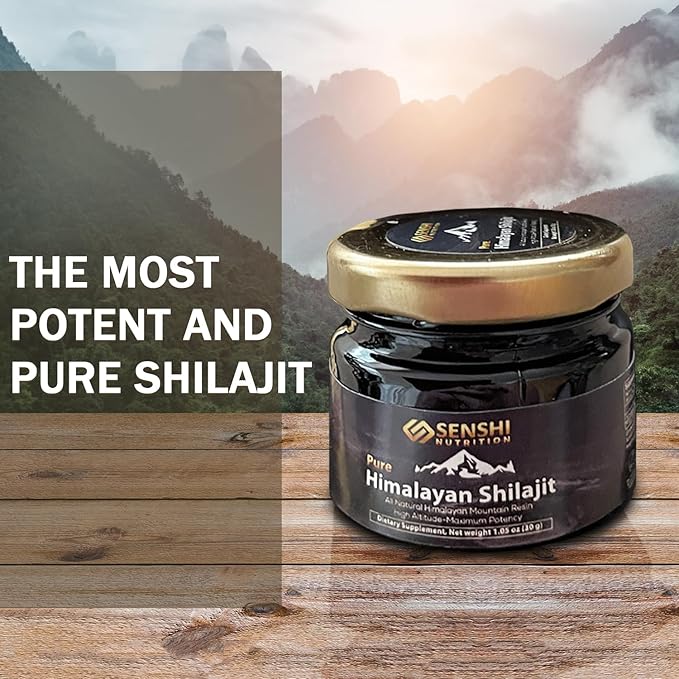 Shilajit - All Natural Maximum Potency Himalayan Mountain Resin from High Altitude - 100% Pure Shilajit with Fulvic Acid &amp 85+ Trace Minerals Complex - 1 oz / 30 g with Free Spoon Included