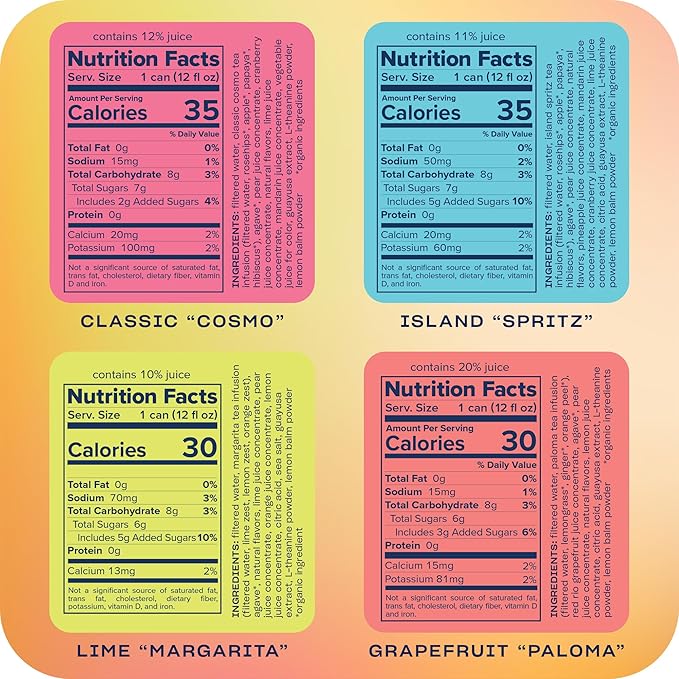 Recess Zero Proof Craft Mocktails Alcohol Free Drinks With Adaptogens Non-Alcoholic Beverage Replacement Mixer Celebration Party (Happy Hour Sampler 12oz Pack of 12)