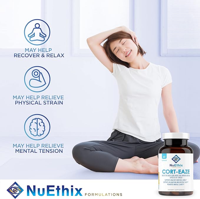 NuEthix Formulations Cortisol and Thyroid Support Supplement Bundle: Cort-Eaze Cortisol-Control Supplement 60 Capsules 30 Servings and Thyro-Boost Essentials 90 Capsules