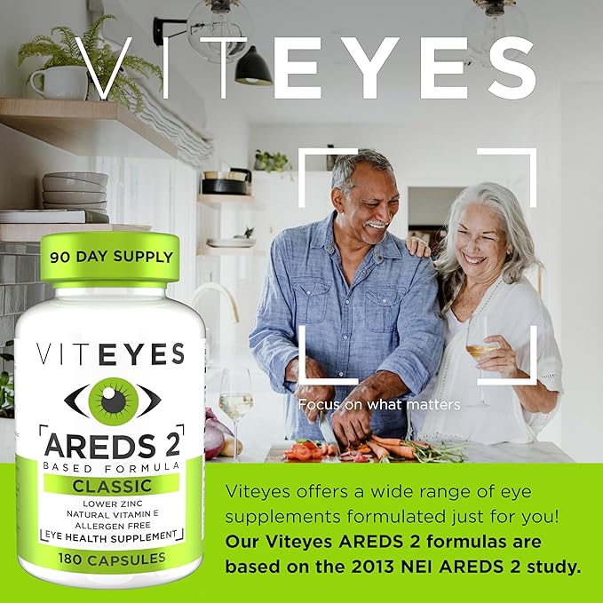 Viteyes AREDS 2 Eye Vitamins Classic Macular Support Allergen Free Capsules with Natural Vitamin E Vitamin C Zinc Copper Lutein &amp Zeaxanthin Eye Doctor Trusted Manufactured in The USA 18