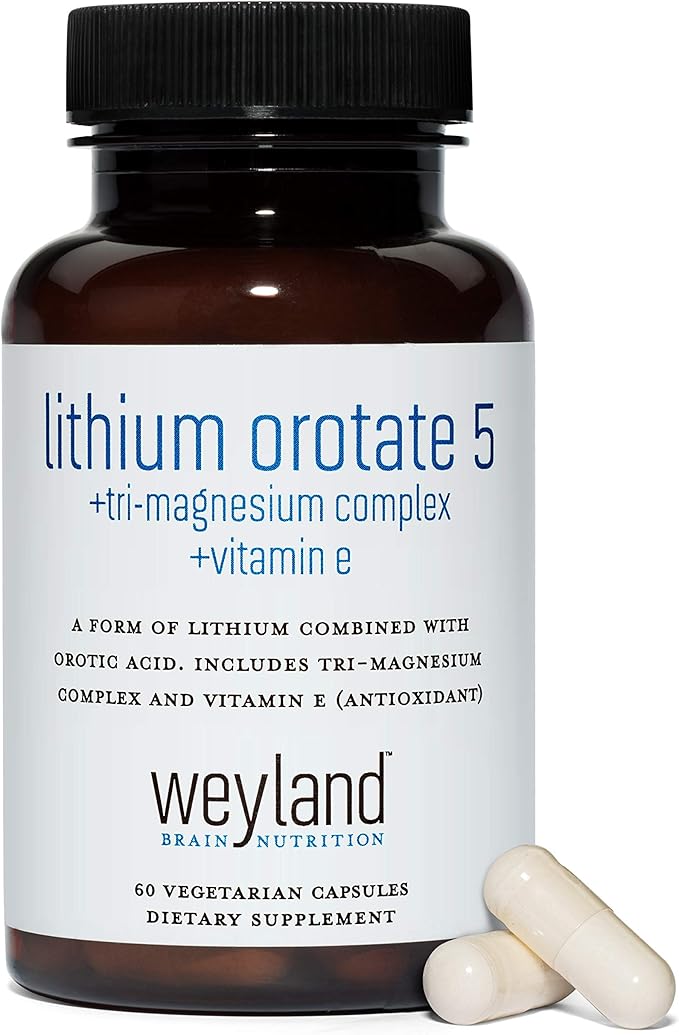 Lithium Orotate 5mg + Tri-Magnesium Threonate Taurinate Malate + Glycine + Vitamin E 60 Vegetarian Capsules