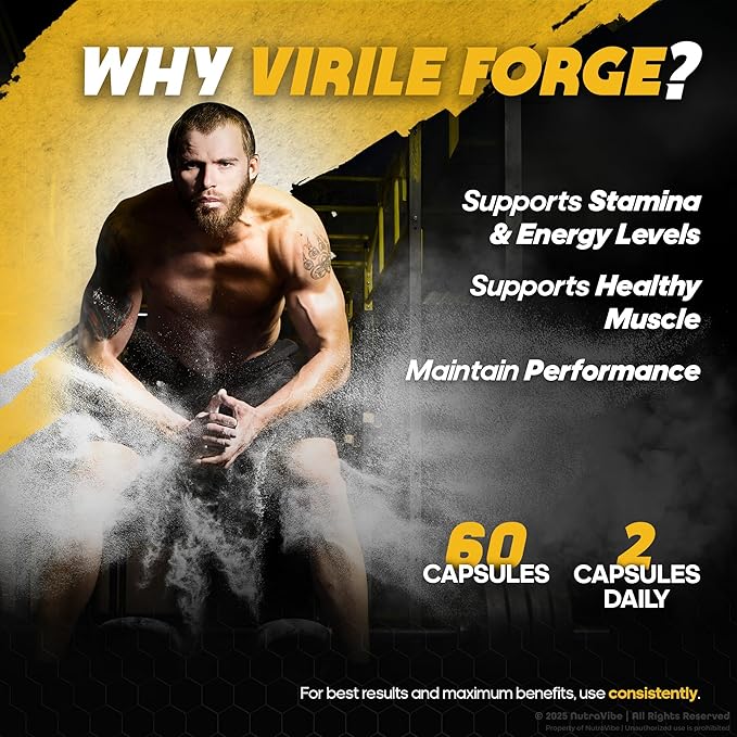 Virile Forge for Men - Original and Comprehensive Male Formula Powerful Blend for Peak Performance Lasting Endurance and Energy Premium Support VirileForge Pills (60 Capsules)