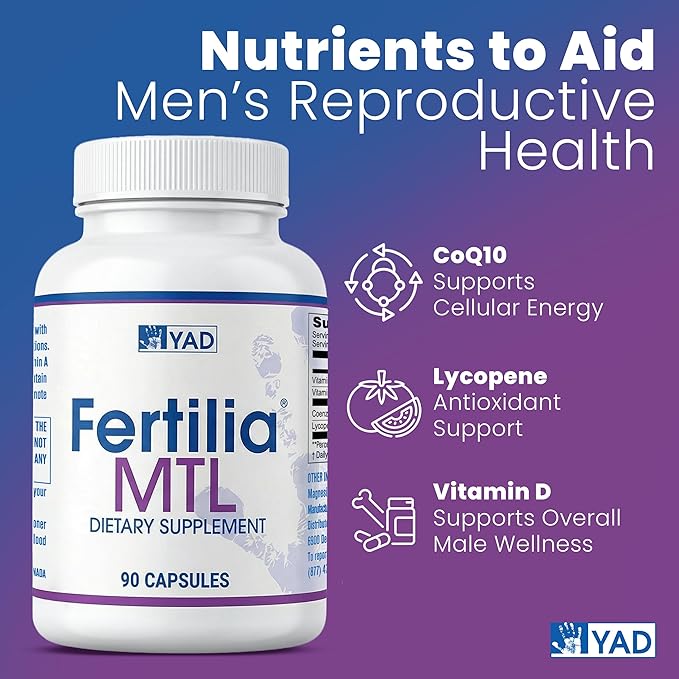Fertilila MTL – Men’s Fertility Support Supplement | Male Pre-Conception Vitamins | Non-GMO Gluten-Free Dairy-Free | 90 Capsules - 3 Month Supply