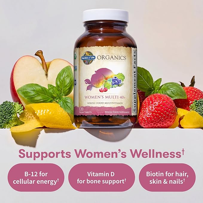 Garden of Life Multivitamin for Women 40 Plus Organics Womens Vitamins Hormone &amp Breast Health Support Blend Vegan 120 Tablets