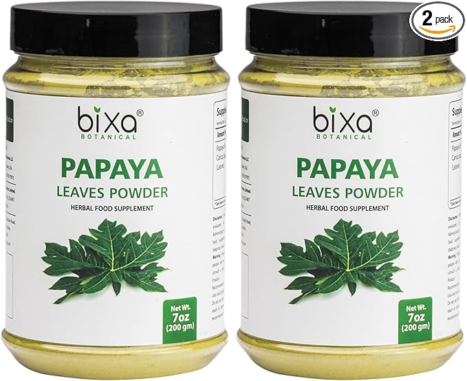 bixa BOTANICAL Papaya Leaf Powder (Carica Papaya) | Ayurvedic Herb Anti-oxidant Agent | Herbal Supplement (200g/7Oz) (Pack of 2)
