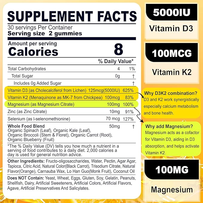 Nextdia CoQ10 200mg Filled Gummies 1 Pack + Vegan Vitamin D3 5000IUK2 Gummies 2Pack