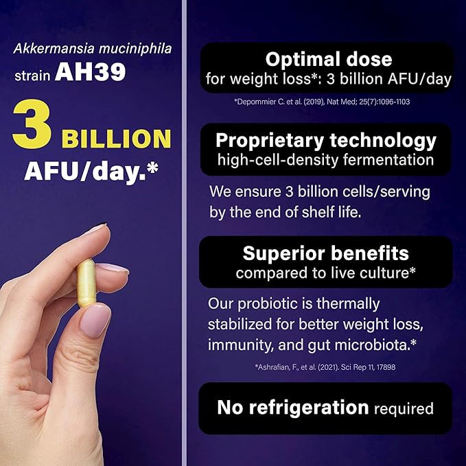 FOLONA Delayed Release Akkermansia GLP-1 Probiotic with Berberine and Soluble Beta-Glucan Prebiotic Fiber 3 Billion AFU 60 Capsules (2 Months Supply) for Gut Health Support