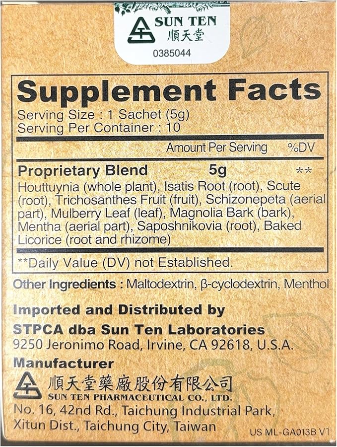 Sun Ten RespireAid™ All-Natural Lung Cleanse &amp Detox. Contains Natural Herbal Properties to Support Healthy Lung Function &amp Breathing. 50g (10 sachets) 5g per Sachet