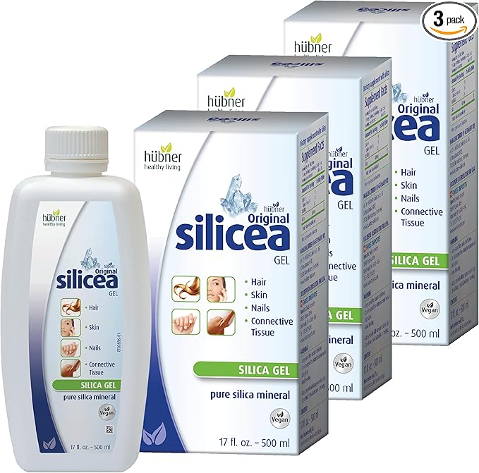 Hübner Original Silicea Gel 17 fl oz / 500 ml 3 Pack for Hair Skin Nails and Connective Tissue Pure Colloidal Silica Gel Formula No Additives or Preservatives