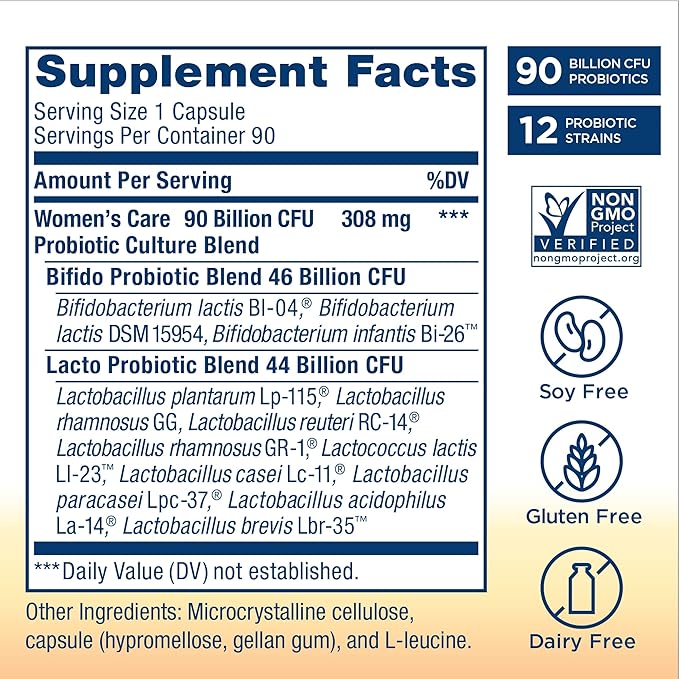 Renew Life Ultimate Flora Women's Care Probiotic 25 Billion CFU 90 Capsules (Package May Vary)