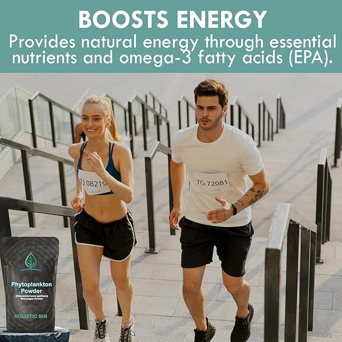 Holistic Bin Marine Phytoplankton Powder | Cultivated in Nordic Seawater | Microalgae Superfood | Natural Source of Omega-3 Chlorophyll &amp Amino Acid | Premium Marine Nutrition Supplement | 50 Gra