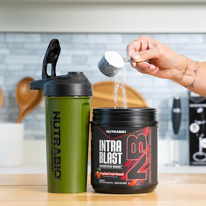 NutraBio Intra Blast Bcaa Powder Amino Acid Supplement Electrolyte &amp Hydration Blend Intra Pre Workout &amp Muscle Recovery 20g Eaa Amino Acids Powder 5g Glutamine- Tropical Fruit Punch 30