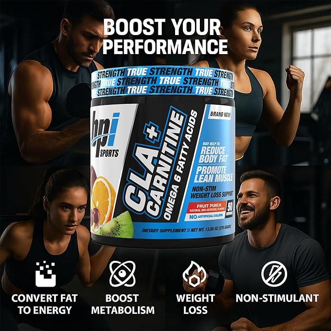 BPI Sports CLA+Carnitine – CLA L Carnitine &amp Linoleic Acid – L Carnitine Supplement for Weight Loss Metabolism &amp Lean Muscle – Caffeine Free – Fruit Punch – 50 Servings – 12.34 oz