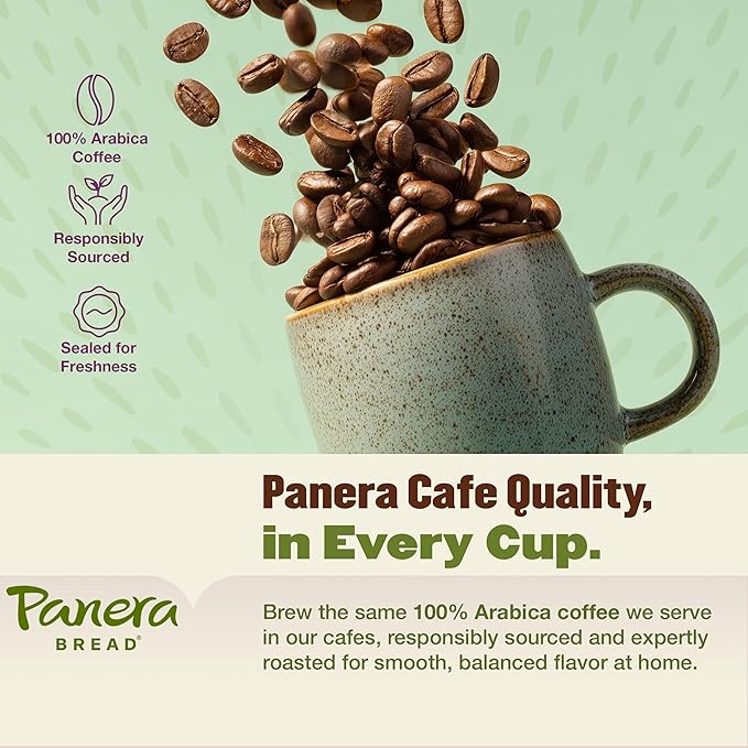 Panera Bread Dark Roast Coffee Pods 100% Arabica Compatible Bold &amp Smooth Dark Chocolate Finish Kosher Certified Recyclable Single Serve Cups 96 Single Serve Pods (4 Packs of 24)