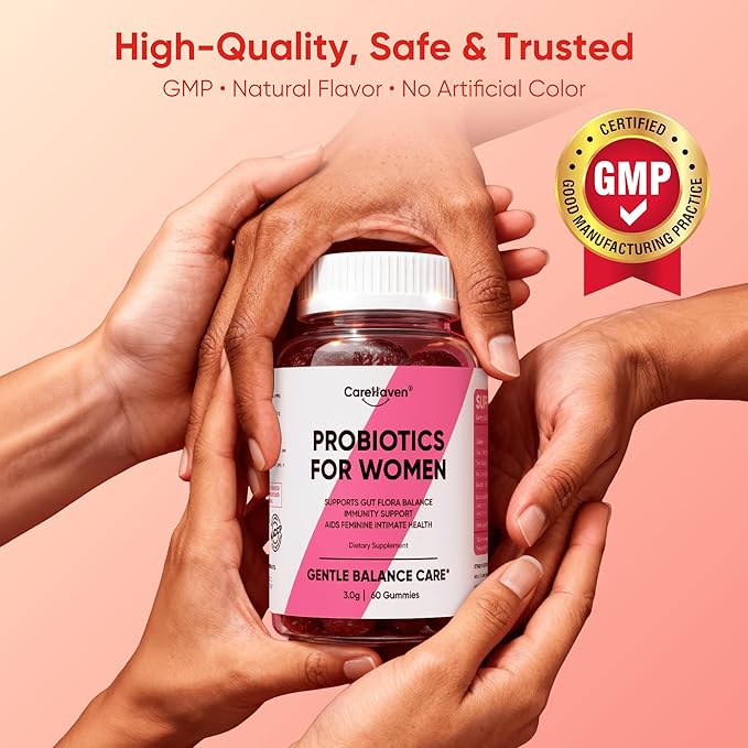 Probiotics for Women Gummies - Multiple Probiotics &amp Red Elm - Supports Gut Flora Feminine Health &amp Immune Function - 60 Active Daily Gummies (1PCS)