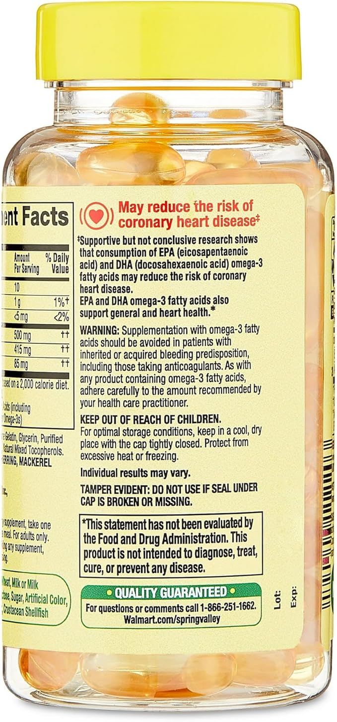 Omega 3 500mg- Fish Oil Softgels 60 Count (Pack of 1)