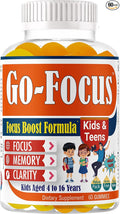 BrightKids Brain Supplements for Memory and Focus Omega 3 &amp DHA Focus Gummies for Kids Memory Booster Focus Supplement for Kids &amp Teens- Low-Sugar Natural Fruit Flavor 60 Gummies