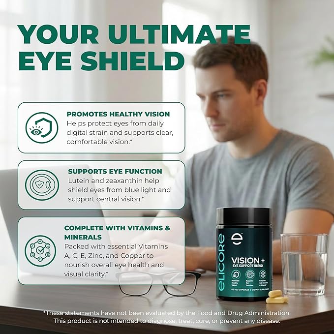 Premium Eye Vitamins – 200 mg Lutein and Zeaxanthin Supplement – Clear Vision &amp Eye Health Support* – 23 in 1 Complex with Lutein Zeaxanthin Vitamins &amp Minerals – 60 Veg Caps