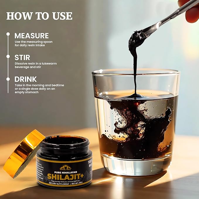 Premium Himalayan Shilajit Resin for Men and Women 500mg Organic Maximum Potency U.S.A Lab Tested for Purity | Supports Brain Function Energy and Focus (30g - 60 Servings)