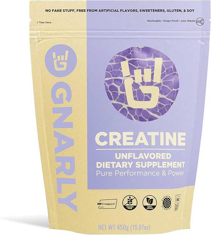 Gnarly Nutrition Creatine Powder – Creapure Vegan Creatine Supplement – NSF Sport Certified Optimized Recovery – Sports Nutrition – 5g Creatine Monohydrate – Unflavored 15.87 oz