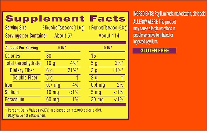 Metamucil Fiber 4-in-1 Psyllium Fiber Supplement Sugar Free Powder Unflavored Drink 114 Servings (Packaging May Vary)