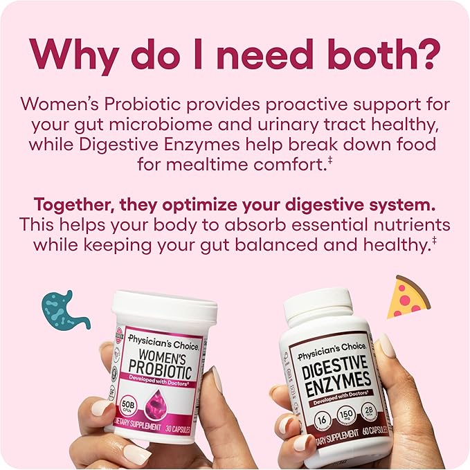 Physician's CHOICE Women’s Starter Bundle: Women’s Probiotic 30ct + Digestive Enzymes 60ct