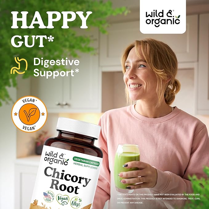 Wild &amp Organic Chicory Root 90 Capsules &amp Inulin 90 Capsules