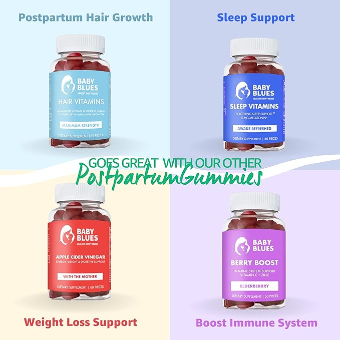 Baby Blues Probiotic Gummies for Women – Organic Strawberry Flavor – Gut Immune Skin &amp Vaginal Health – 5 Billion CFU DE111® – Vegan Daily Supplement for Moms – Pre/Postnatal Support