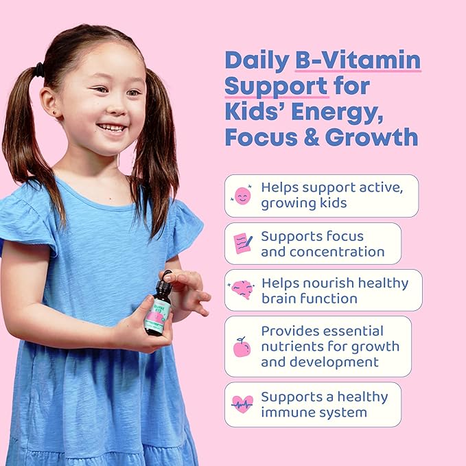 JoySpring Burst B12 Drops - Vitamin B Complex for Kids with Methyl B12 Supplement to Support Healthy Growth &amp Development Vegan Liquid B12 Drops Ages 3-16+ | 2 fl oz (60 Servings)