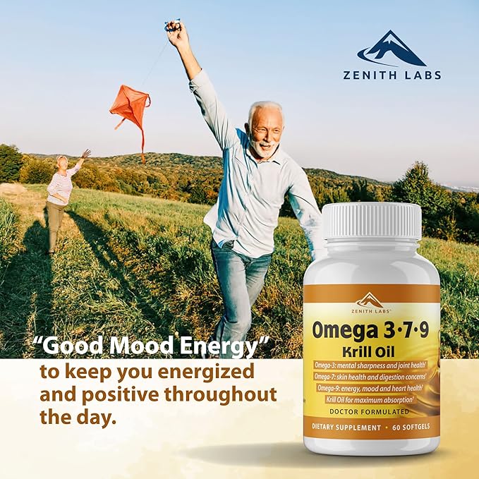 Zenith Labs Omega 379 with Krill - Combines EPA DHA Omega-7 and Omega-9 - Includes Krill Oil for Max Absorption