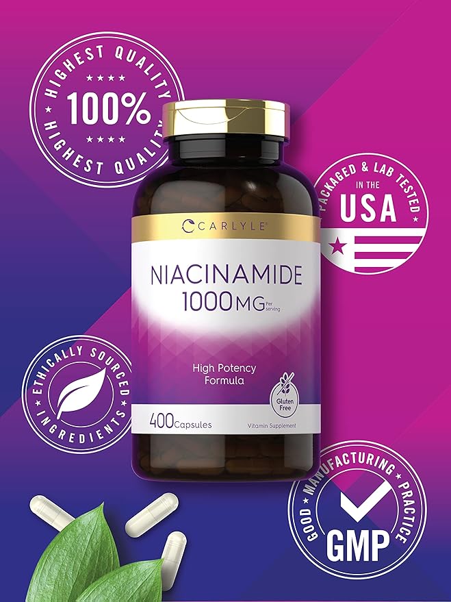 Carlyle Niacinamide 1000 mg | 400 Capsules | High Potency Formula | Non-GMO Gluten Free Supplement