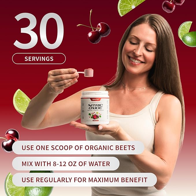Snap Supplements Organic Beet Root Powder Nitric Oxide Supplement for Men &amp Women Red Spinach &amp Pomegranate Supports Healthy Energy &amp Blood Pressure Already in Normal Range 30 Servings