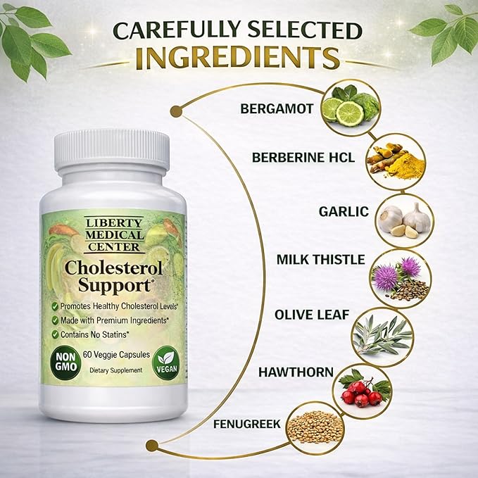 Cholesterol Support Supplement by Dr. Rodney Malisos – Heart Health &amp Cholesterol Wellness Formula with Bergamot Berberine Garlic Milk Thistle &amp Olive Leaf – 60 Capsules