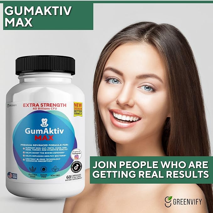GumAktiv Max Probiotic Supplement 40 Billion CFU 60 Capsules Advanced Formula for Digestive Health (3)