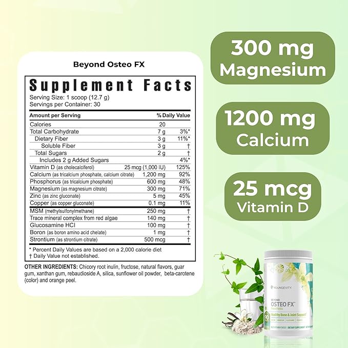 Youngevity Beyond Osteo-FX™ Powder – 1200 mg with Vitamin D3 Tri-Calcium Phosphate Magnesium and Zinc – Calcium Citrate Supplement for Women &amp Men – Non-GMO Gluten-Free – Tropical Vanilla