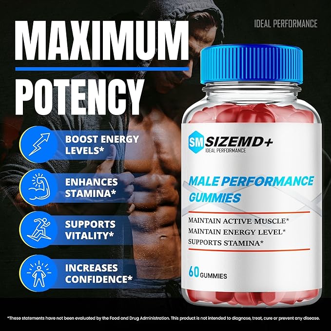 SizeMD+ Gummies Official SizeMD + Gummies for Men - Maximum Strength Performance All Natural Support Overall Health &amp Wellness SizeMD Advanced Formula Support Gummy Reviews (1 Pack)