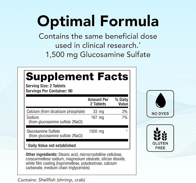 Theralogix OptiFlex-G Glucosamine Sulfate - 90-Day Supply - Joint Support Supplement - Supports Joint Health for Men &amp Women - Glucosamine Joint Supplement - NSF Certified - 180 Tablets