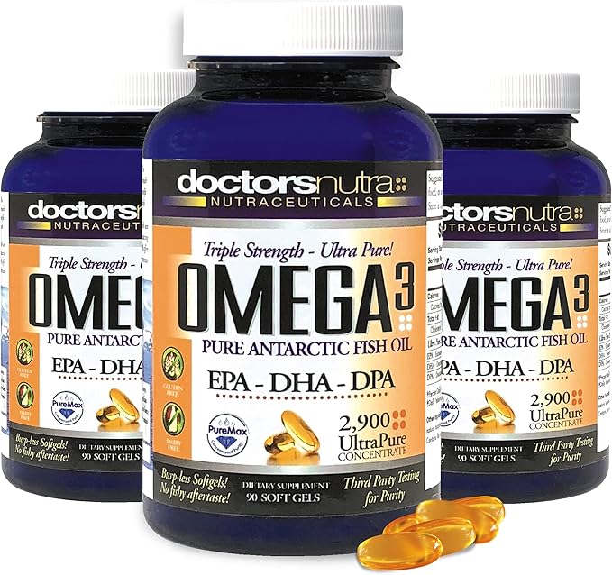 Omega 3 DPA Fish Oil 2900 Milligrams Triple Strength Ultra Pure Concentrated EPA-DPA-DHA SoftGels - 30 Servings