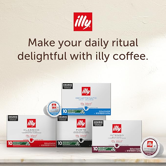 illy Coffee K Cup Pods for Keurig Machines Classico Intenso Brasile &amp Colombia Single Origin Medium Roasts 100% Arabica Premium Italian Coffee 10 Count 6 Variety Pack