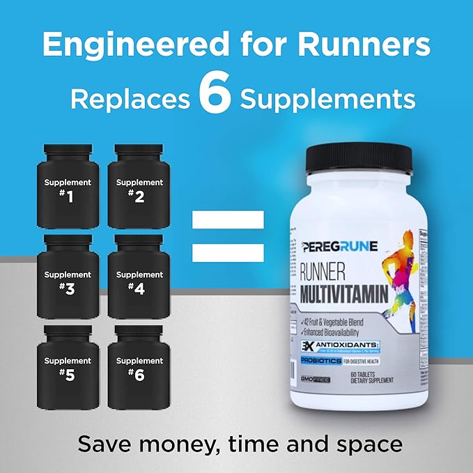 Runner Multivitamin &amp Joint Support Supplement | Antioxidants Complete B-Complex &amp Probiotics to Support Energy Endurance &amp Joint Wellness | Glucosamine Chondroitin &amp MSM | GMP Cert