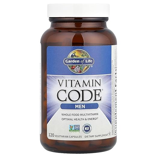 Garden of Life Vitamin Code Whole Food Multivitamin for Men - 120 Capsules Vitamins for Men Fruit &amp Veggie Blend and Probiotics for Energy Heart Prostate Health Vegetarian Mens Multivitamins