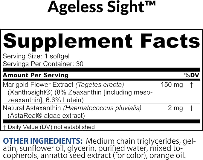 BioTrust Ageless Sight Blue Light Protection Promotes Optimal Eye Health Visual Performance and Brain Health Support for Digital Eye Strain Non-GMO Gluten-Free 30 Soft gels (Pack of 3)