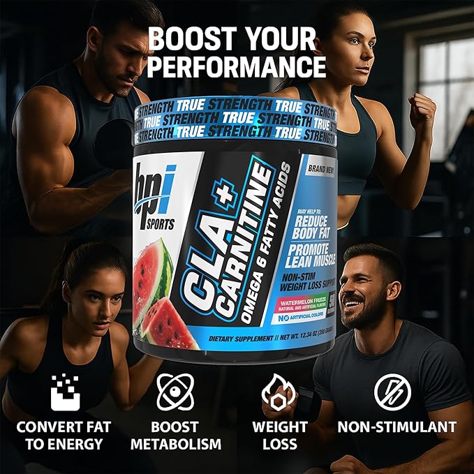 BPI Sports CLA+Carnitine – CLA L Carnitine &amp Linoleic Acid – L Carnitine Supplement for Weight Loss Metabolism &amp Lean Muscle – Caffeine Free – Watermelon – 50 Servings – 12.34 oz