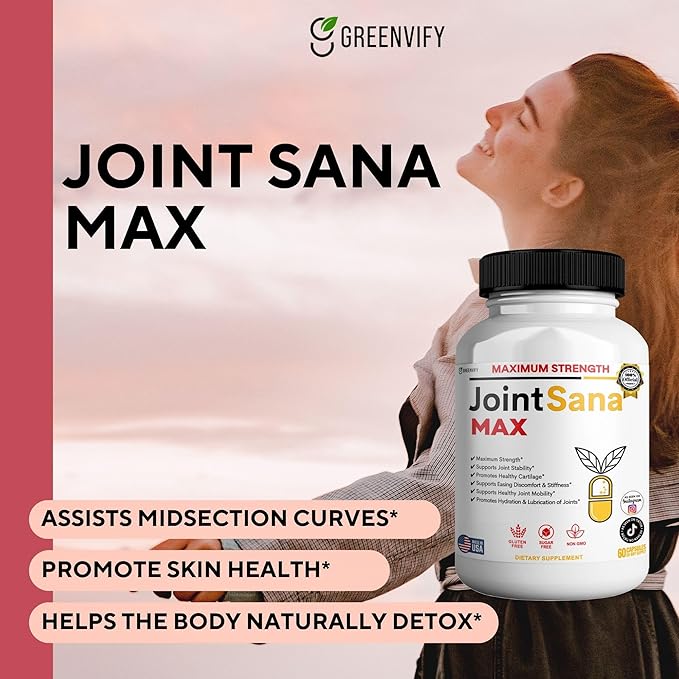 JointSana Max Maximum Strength Joint Support Supplement 60 Capsules with Glucosamine Chondroitin Turmeric Non-GMO Gluten Free (3)