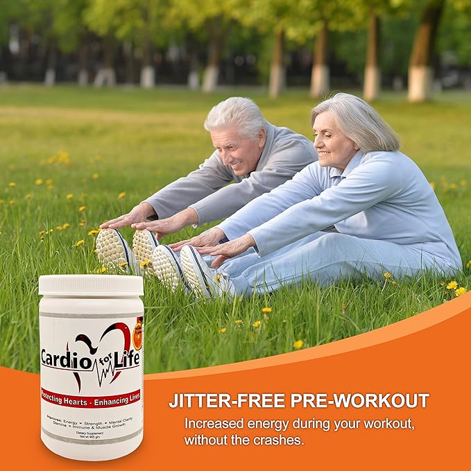 Health Guardian Cardio for Life L-Arginine Powder 16oz - Natural Nitric Oxide Supplement Cardiovascular Increase Energy - Orange