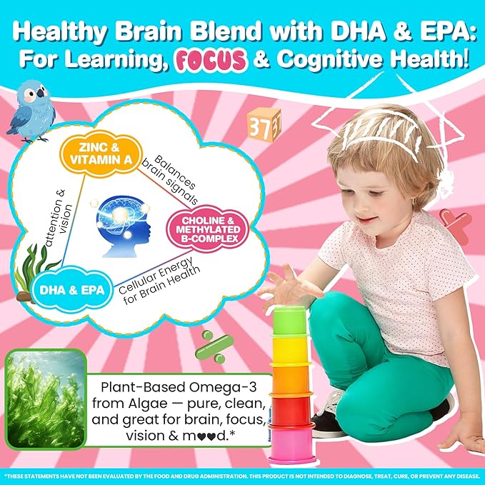 Vegan Omega-3 Gummies 1000mg + CoQ10 + Magnesium + Organic Toddler Multivitamin Gummies + Omega-3 (DHA/EPA) 2pack